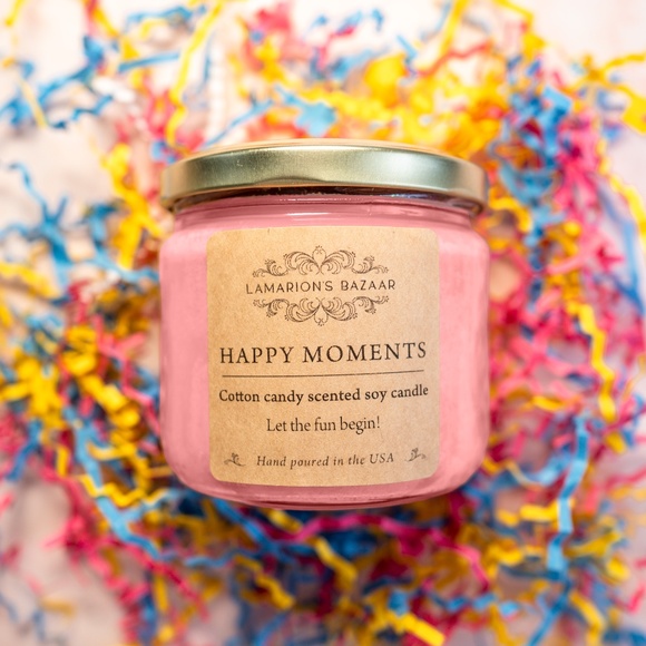 "HAPPY MOMENTS" - Cotton Candy Scented Candle - 100% Soy - Handmade - Picture 2 of 8